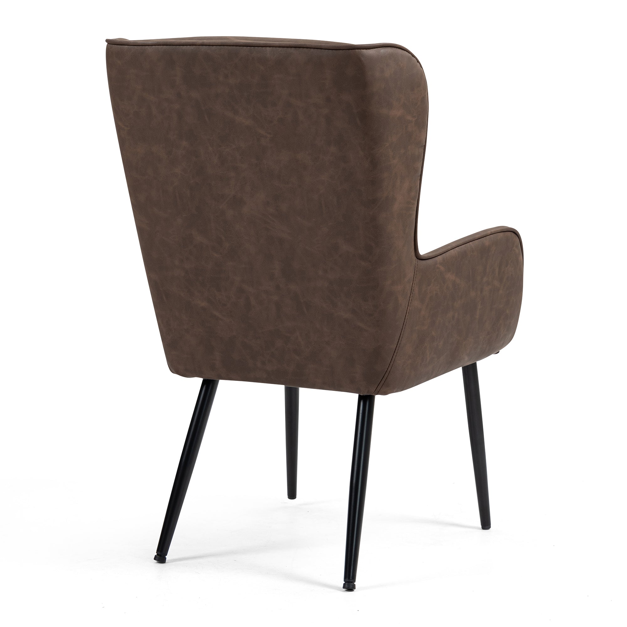 Benning Brown Vintage Faux Leather Accent Chair with Black Iron Legs