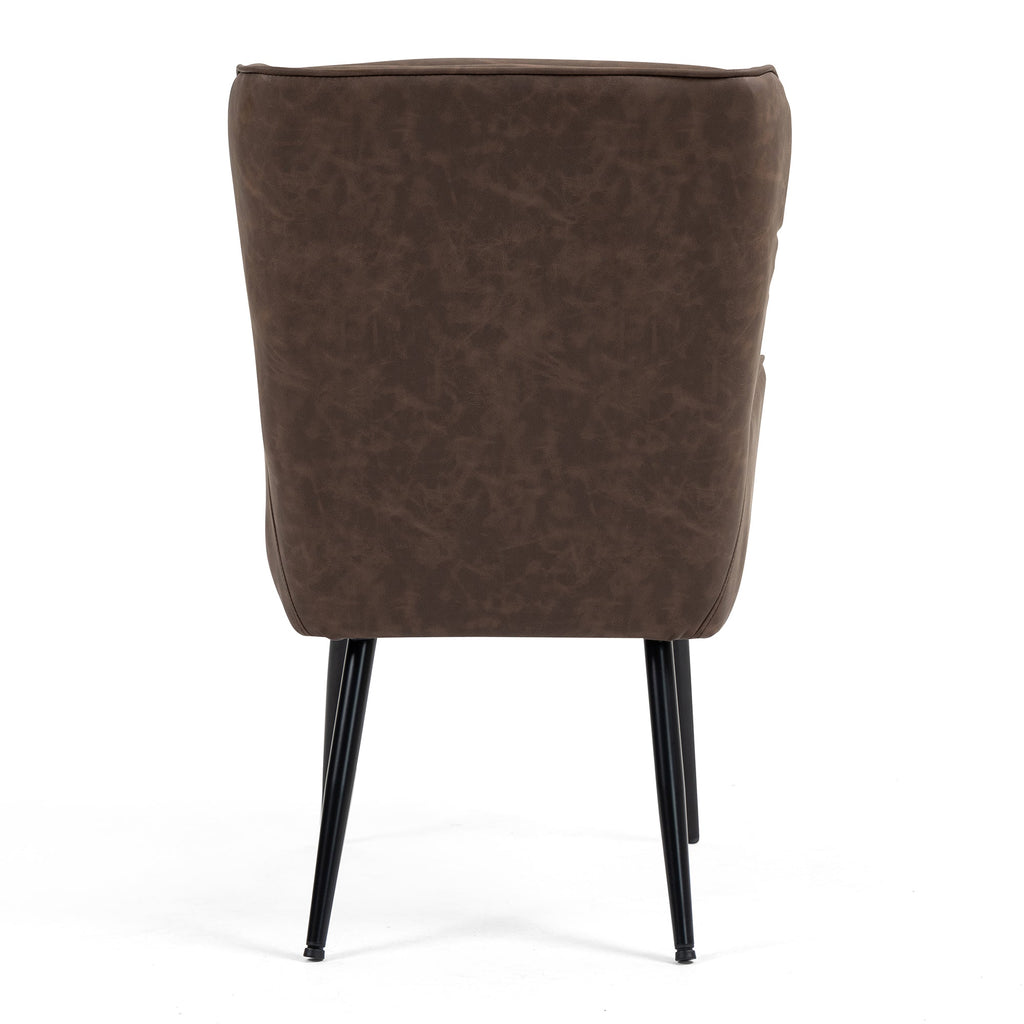 Benning Brown Vintage Faux Leather Accent Chair with Black Iron Legs