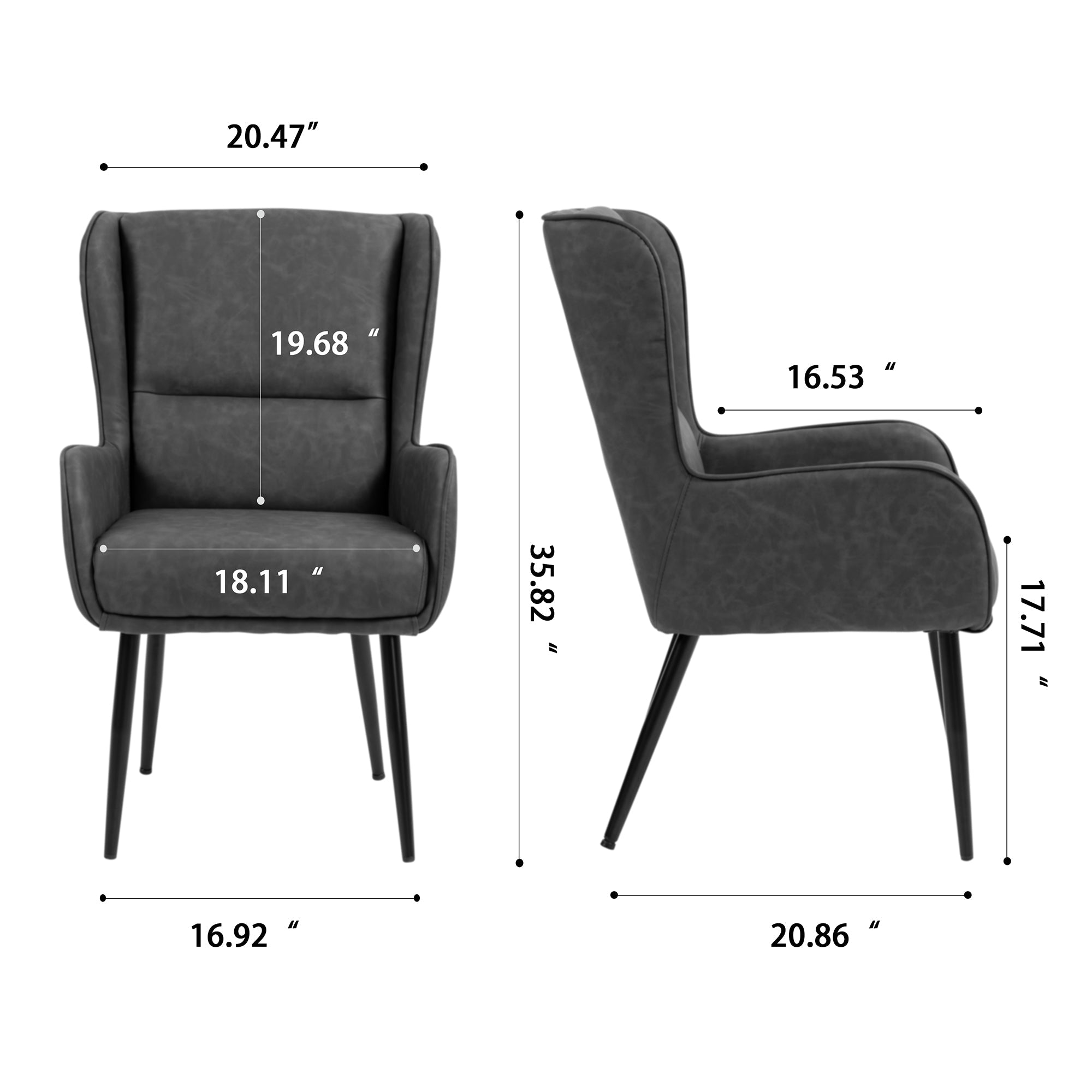 Benning Brown Vintage Faux Leather Accent Chair with Black Iron Legs