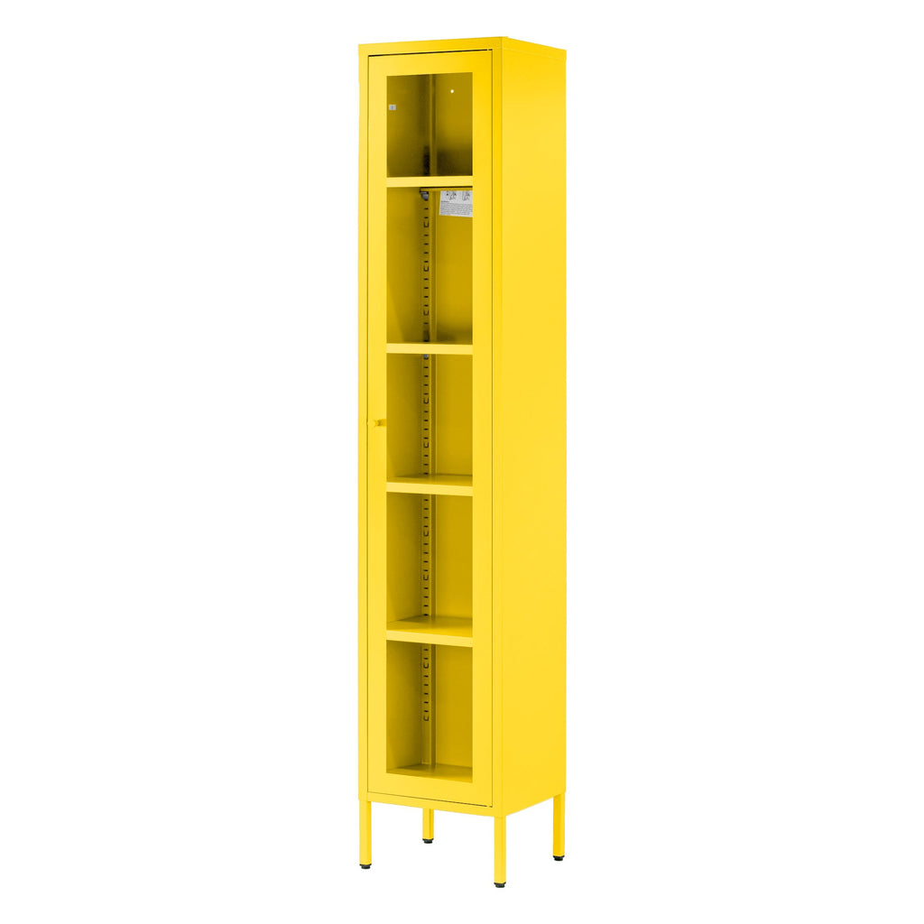 Avis 71-inch Yellow Metal Cabinet with Clear Door