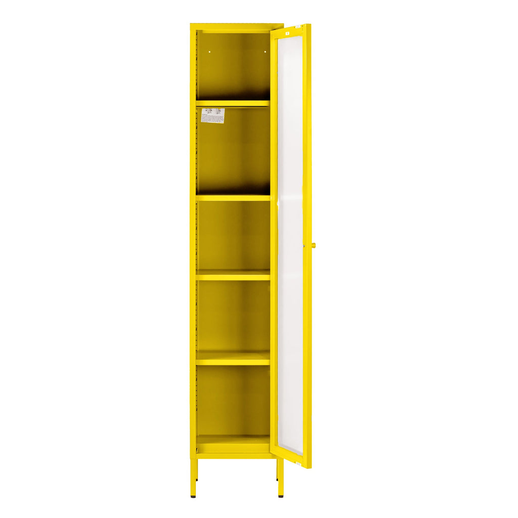 Avis 71-inch Yellow Metal Cabinet with Clear Door