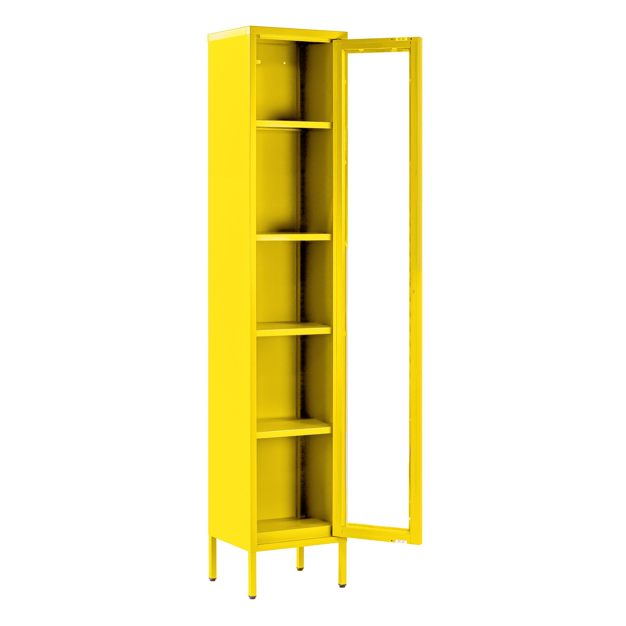 Avis 71-inch Yellow Metal Cabinet with Clear Door
