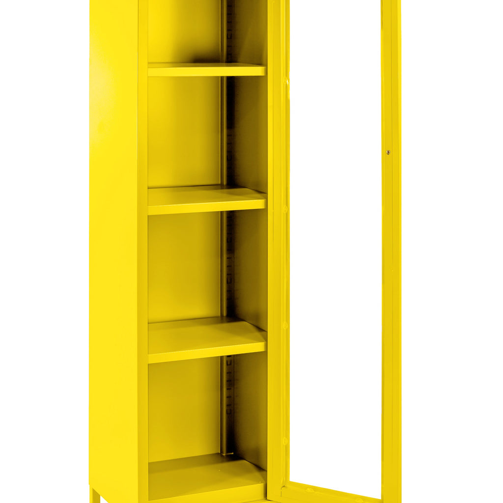 Avis 71-inch Yellow Metal Cabinet with Clear Door