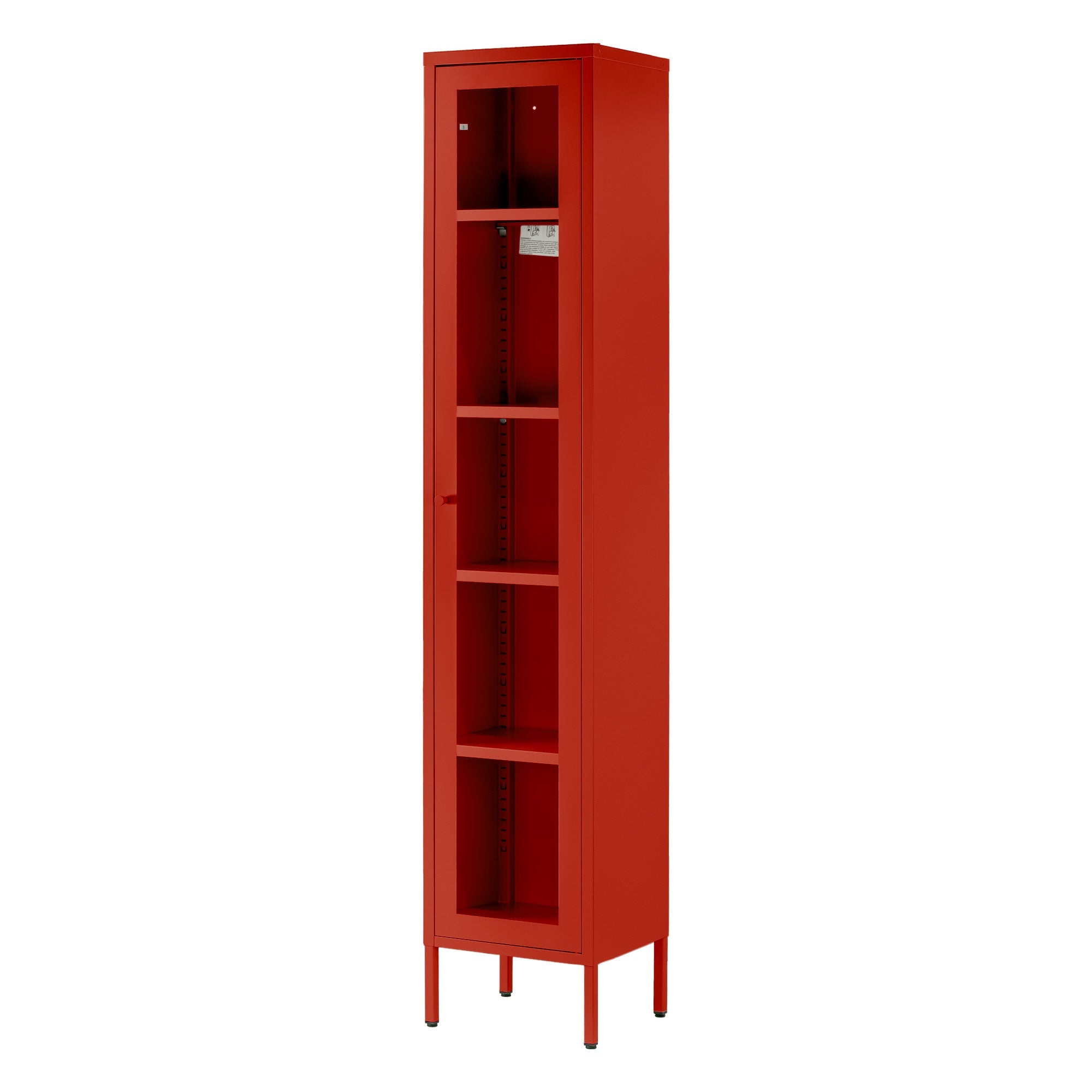 Avis 71-inch Red Metal Cabinet with Clear Door