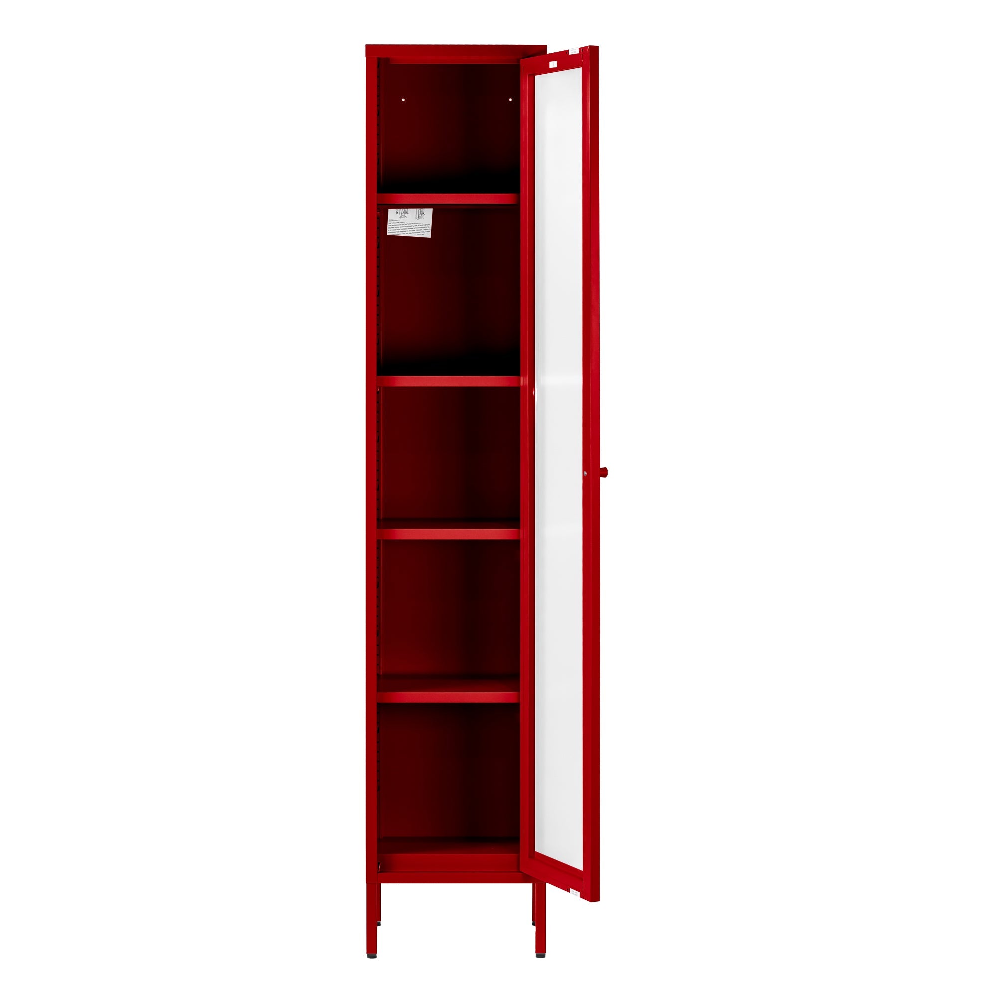 Avis 71-inch Red Metal Cabinet with Clear Door
