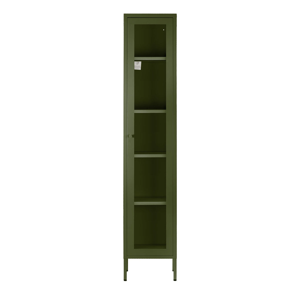 Avis 71-inch Dark Green Metal Cabinet with Clear Door