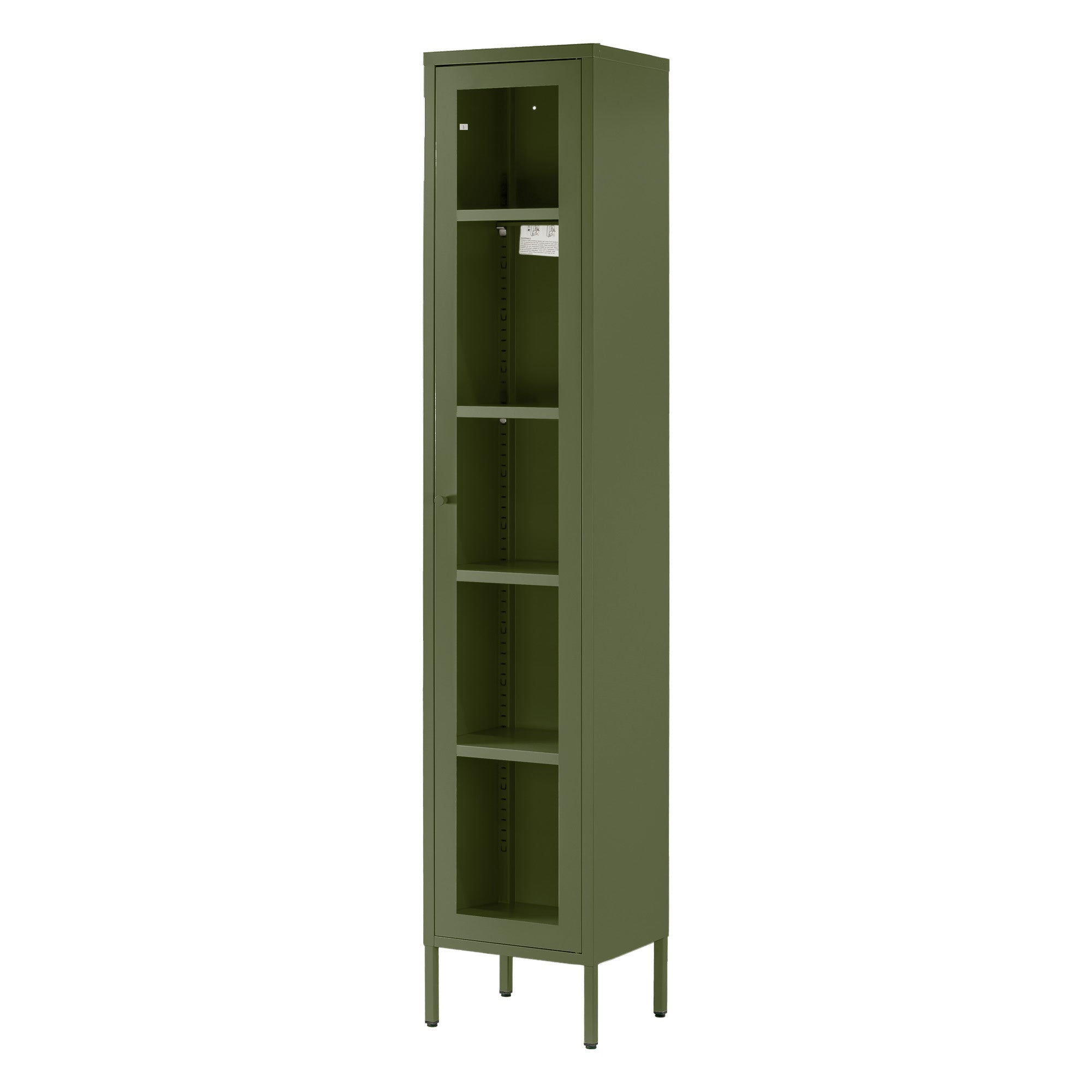 Avis 71-inch Dark Green Metal Cabinet with Clear Door