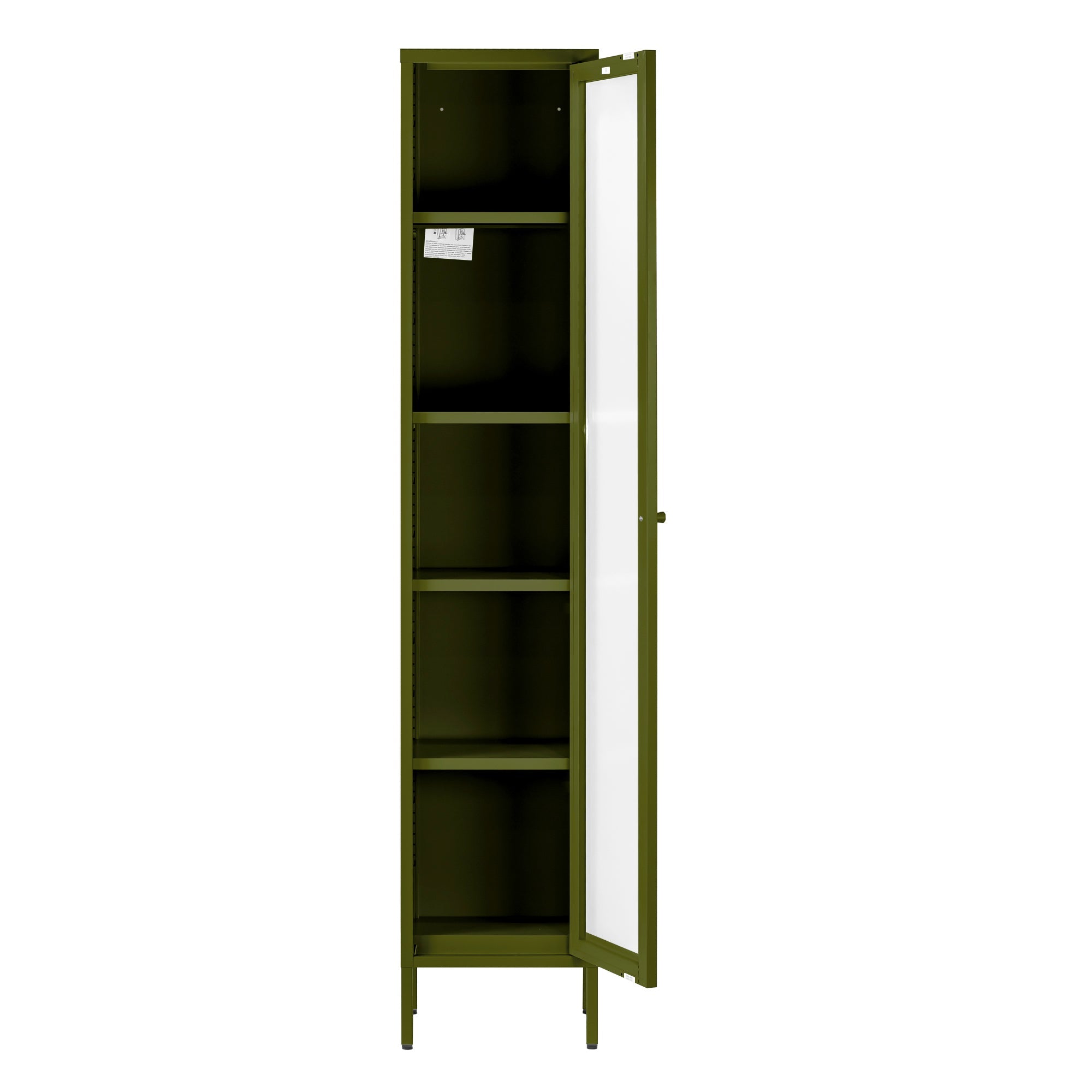 Avis 71-inch Dark Green Metal Cabinet with Clear Door