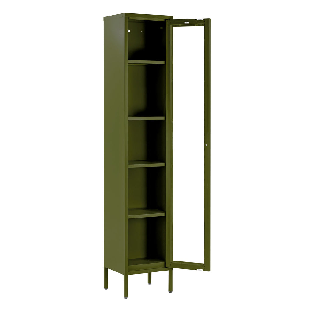 Avis 71-inch Dark Green Metal Cabinet with Clear Door