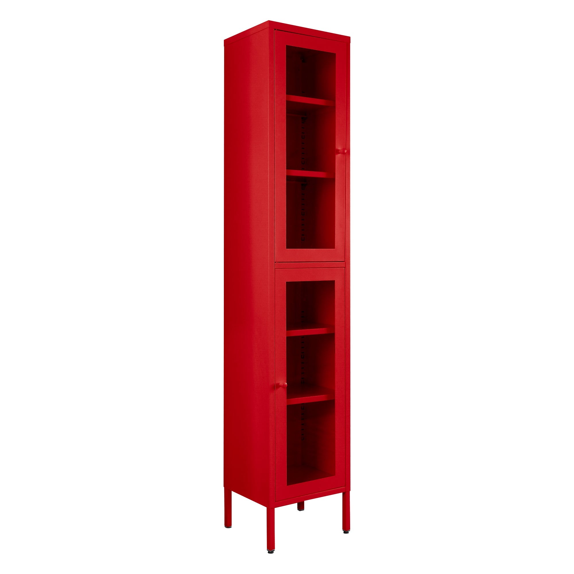 Avish 71-inch Red Two Clear Door Metal Cabinet