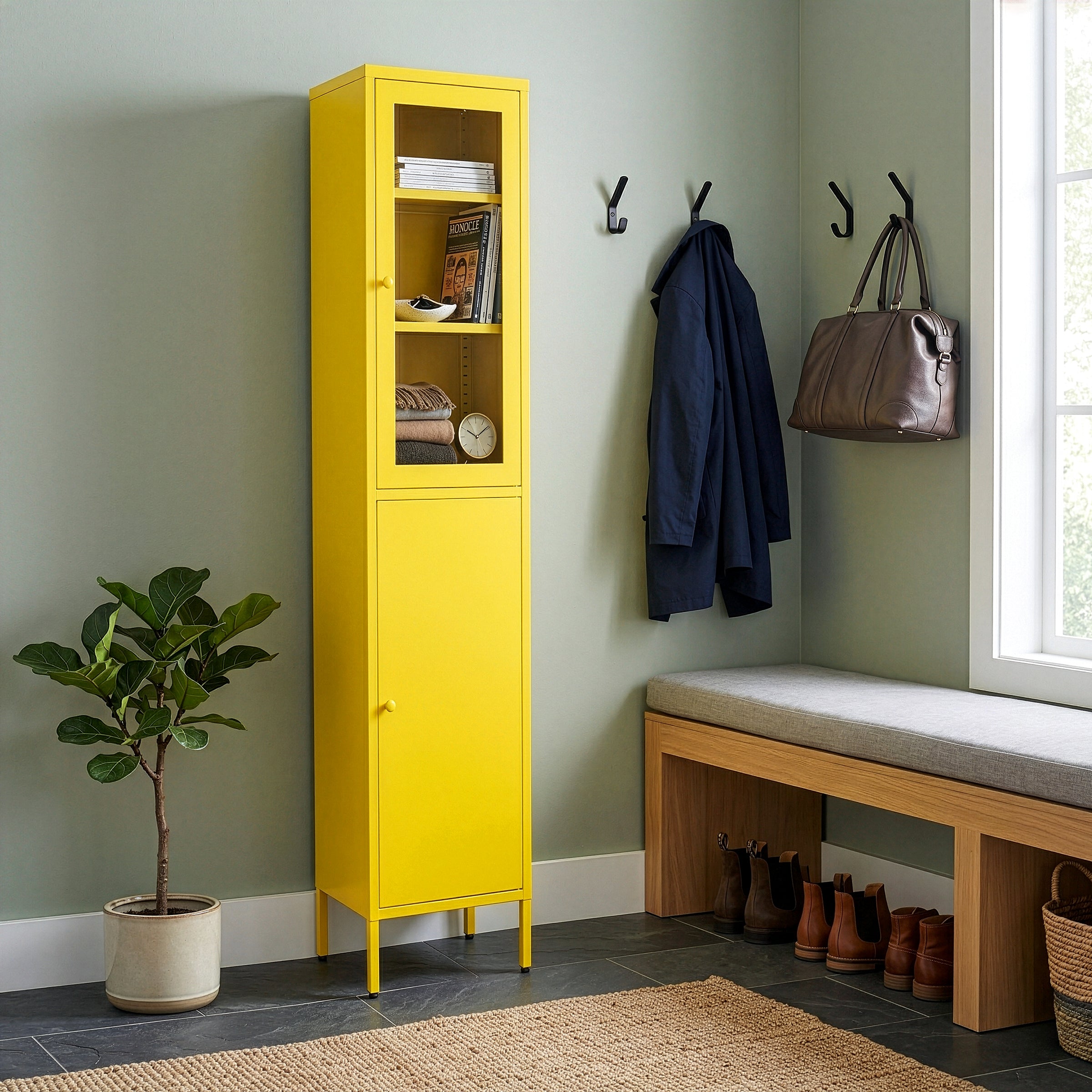 Aviva 71-inch Yellow Two Door Metal Cabinet