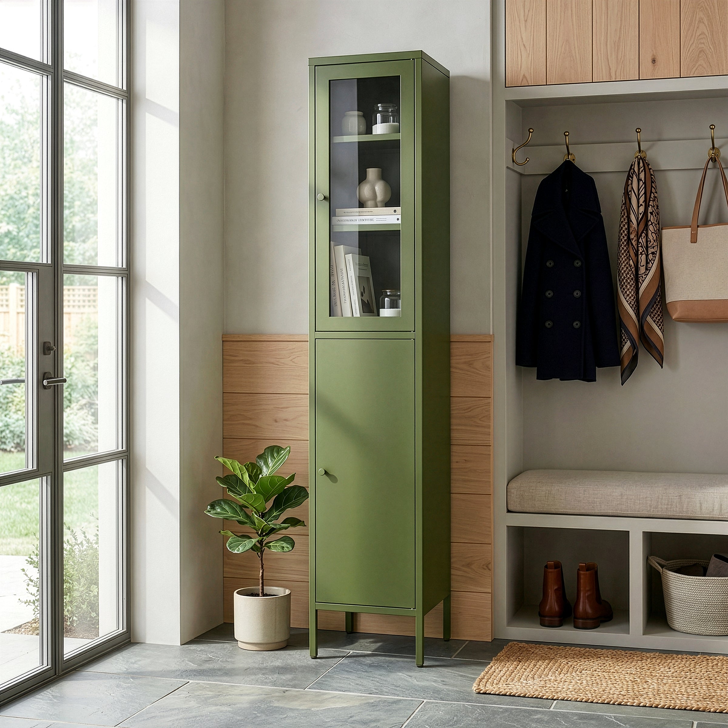 Aviva 71-inch Dark Green Two Door Metal Cabinet