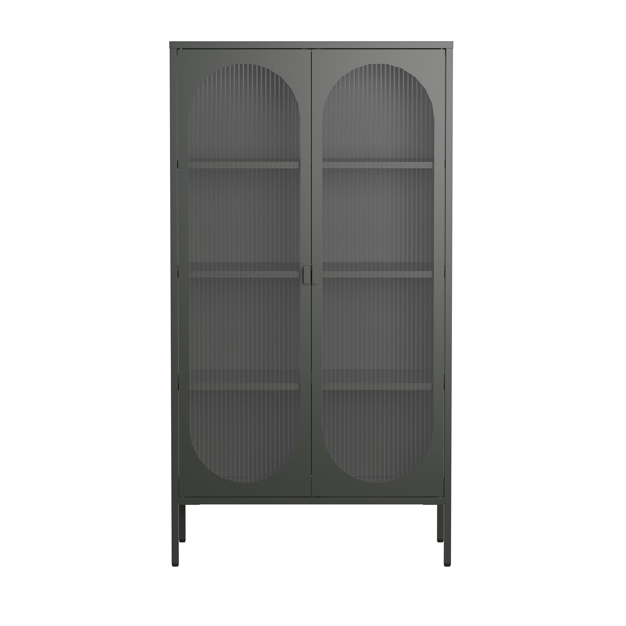 Benoît 70.87-inch Black Two Door Storage Cabinet with Fluted Clear Doors