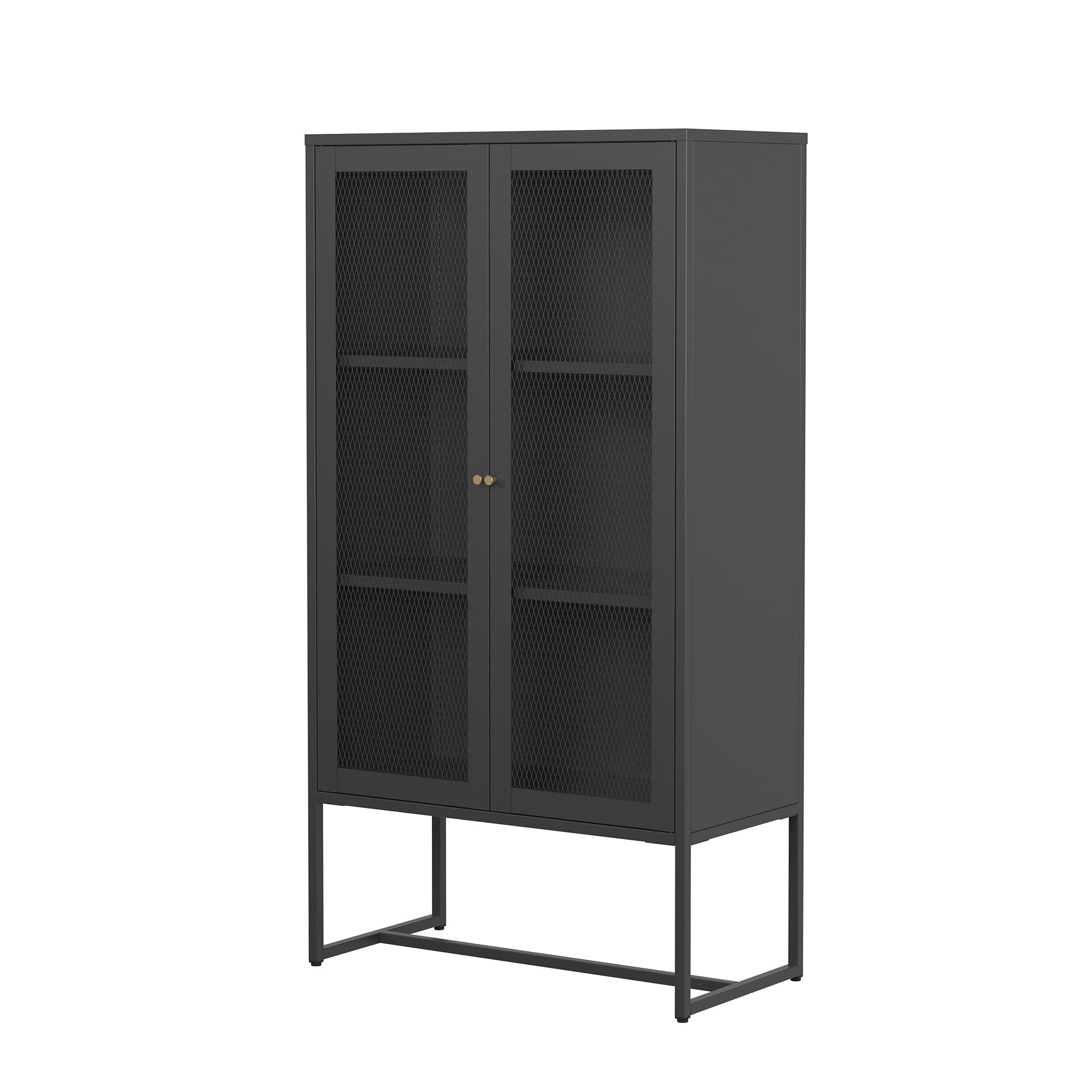 Bentley 59.11-inch Black Two Door Storage Cabinet with Mesh Doors