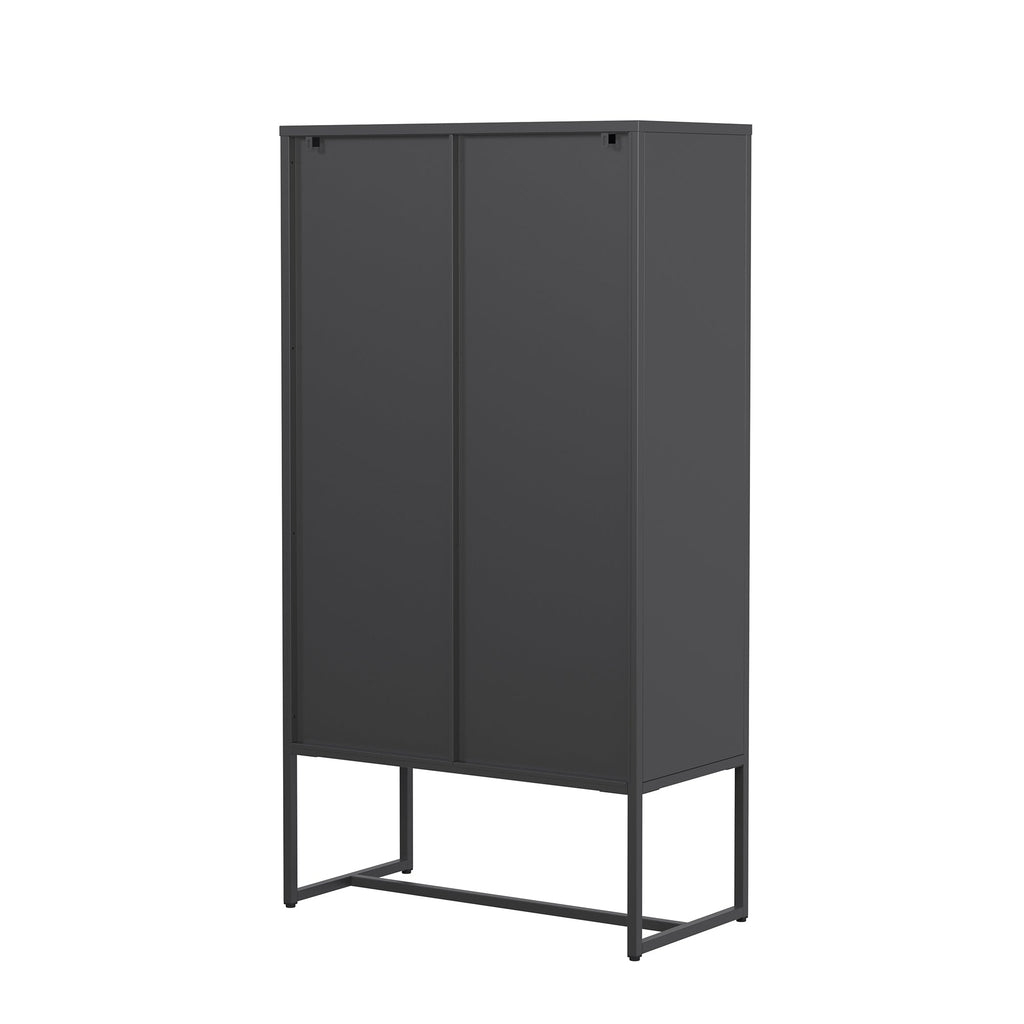 Bentley 59.11-inch Black Two Door Storage Cabinet with Mesh Doors