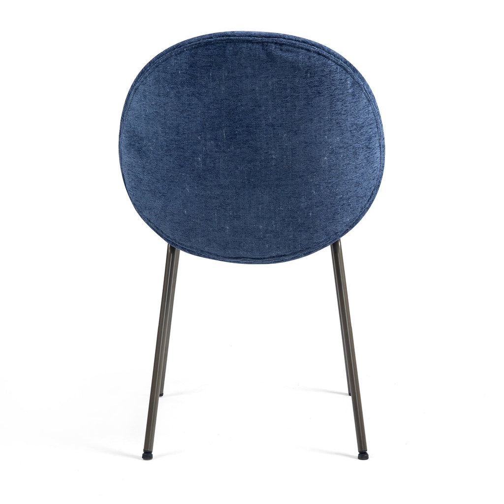 Set of 2 Benedetta Blue Linen Upholstered Dining Chair with Black Iron Legs