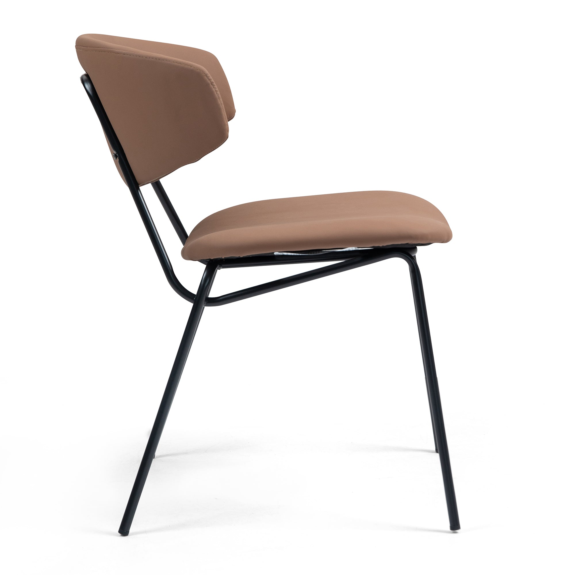 Set of 2 Benito Brown Faux Leather Dining Chair with Black Iron Legs