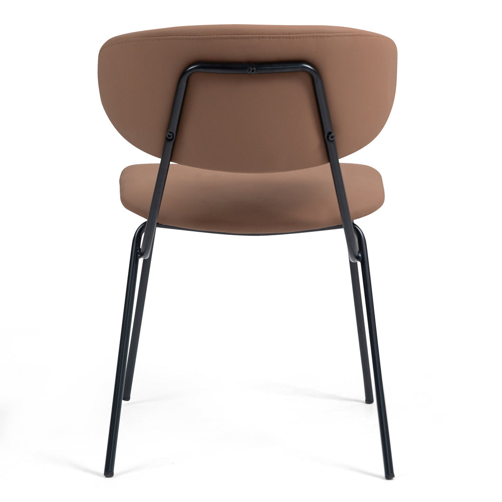 Set of 2 Benito Brown Faux Leather Dining Chair with Black Iron Legs