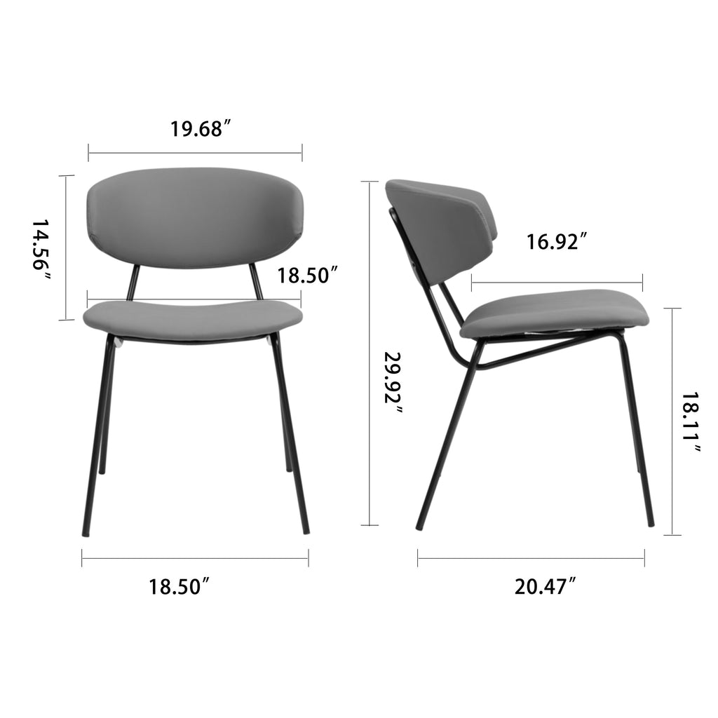 Set of 2 Benito Brown Faux Leather Dining Chair with Black Iron Legs