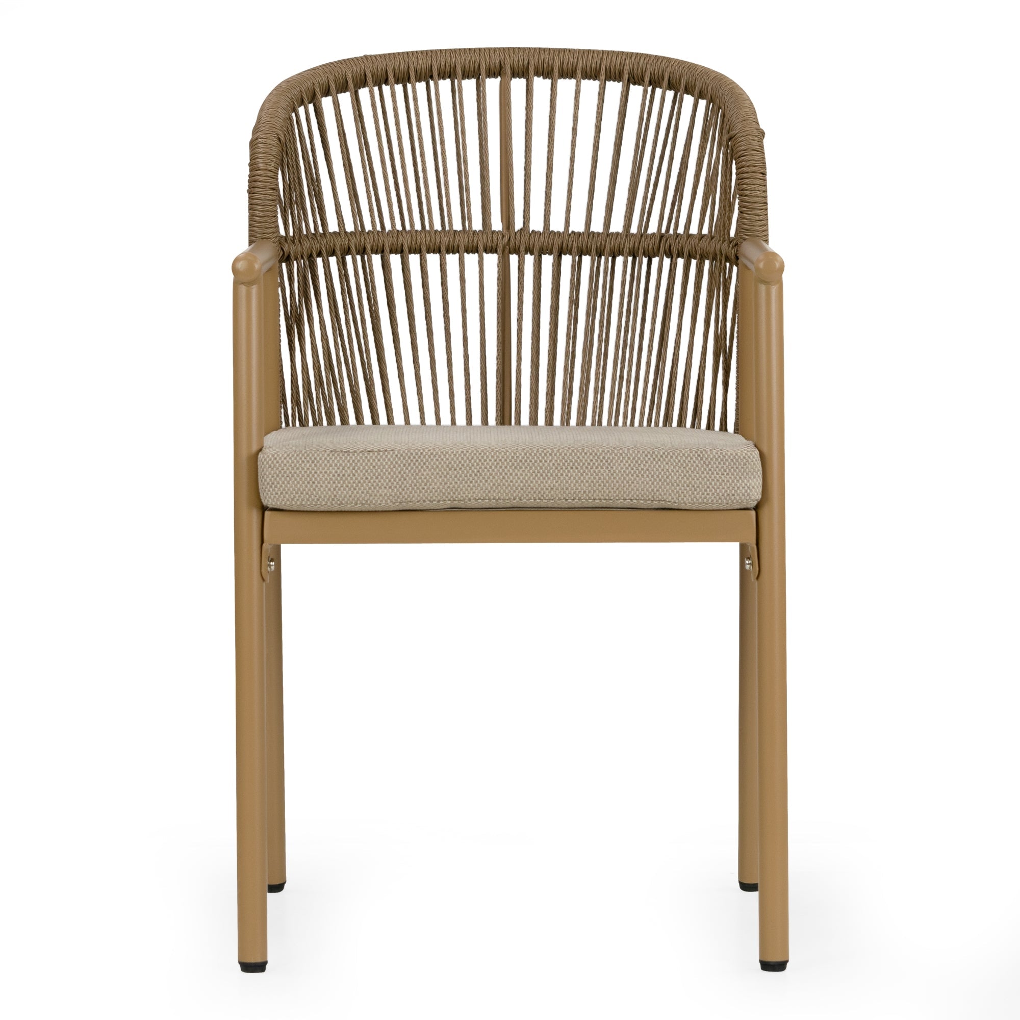 Set of 2 Bina Brown Outdoor Dining Chair with Hand-Woven Synthetic Rattan Back