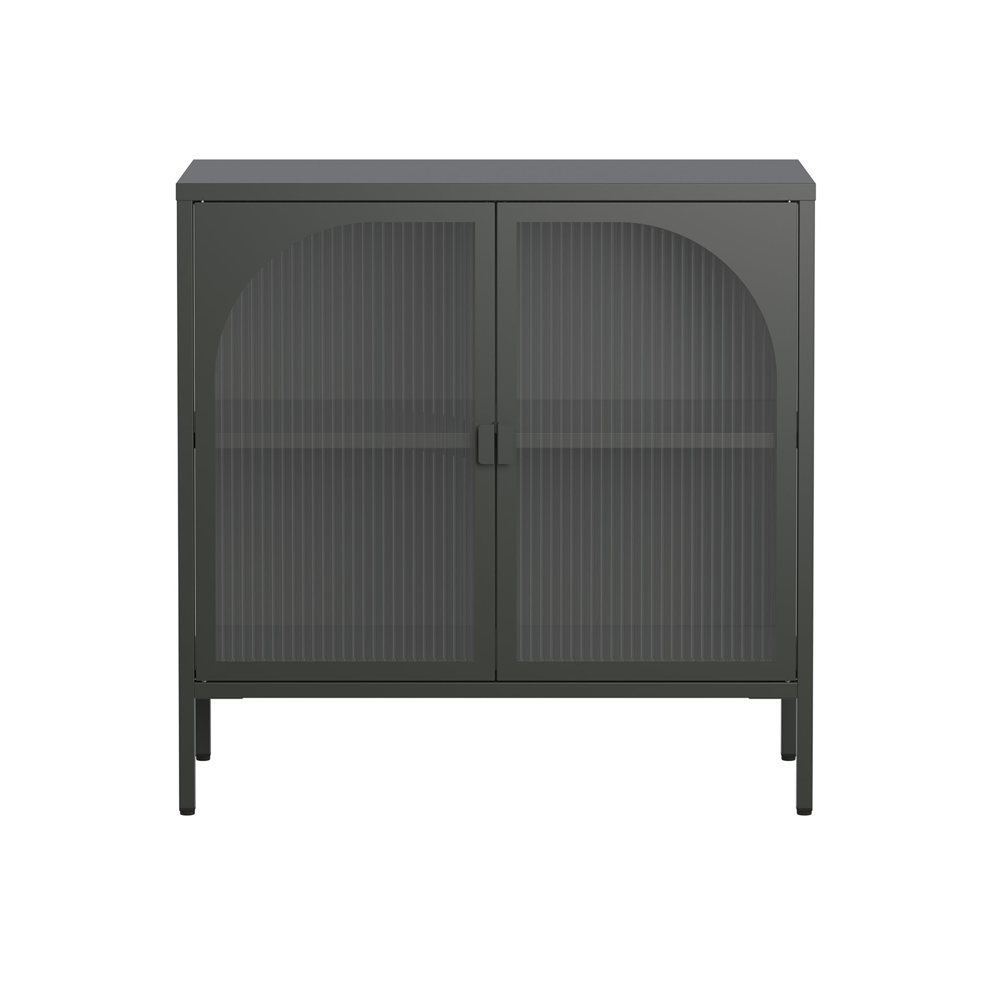 Benoît 31.56-inch Black Two Door Sideboard with Fluted Clear Doors