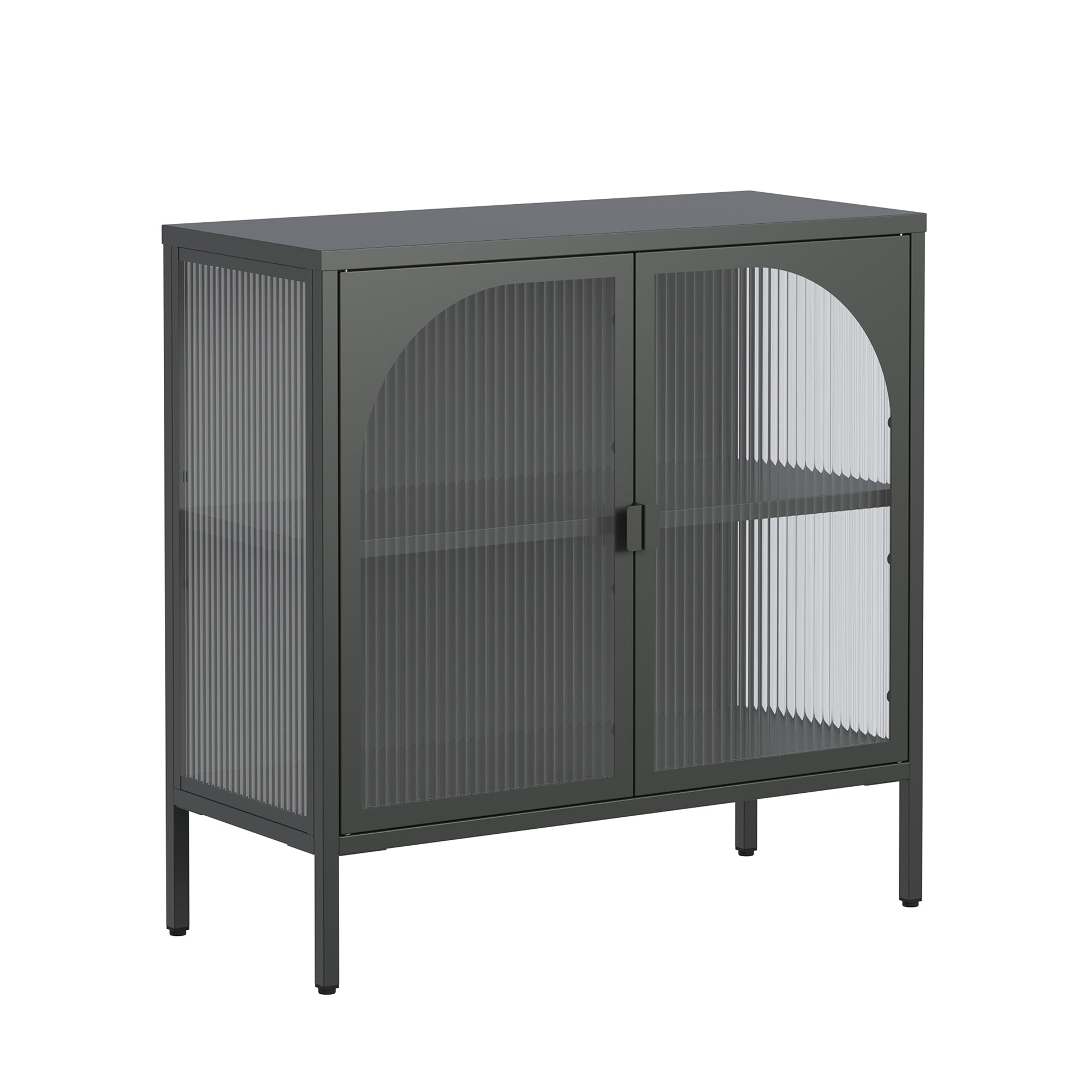 Benoît 31.56-inch Black Two Door Sideboard with Fluted Clear Doors