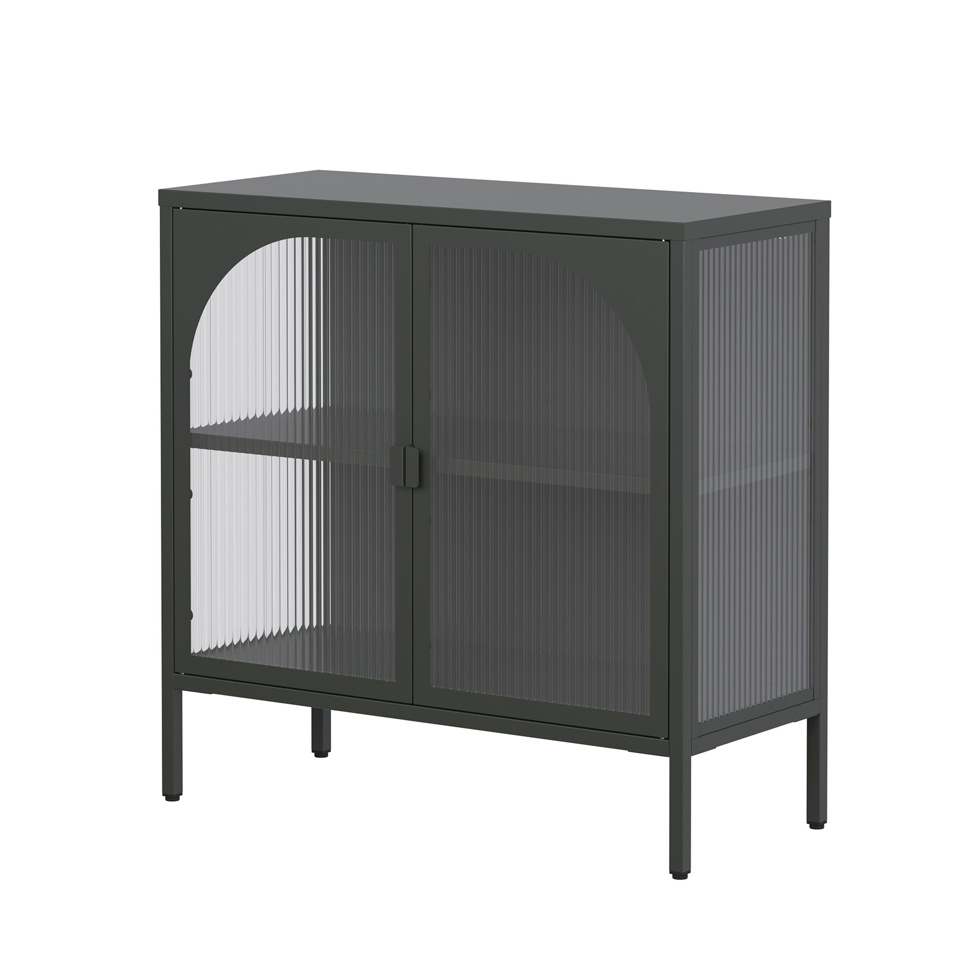 Benoît 31.56-inch Black Two Door Sideboard with Fluted Clear Doors