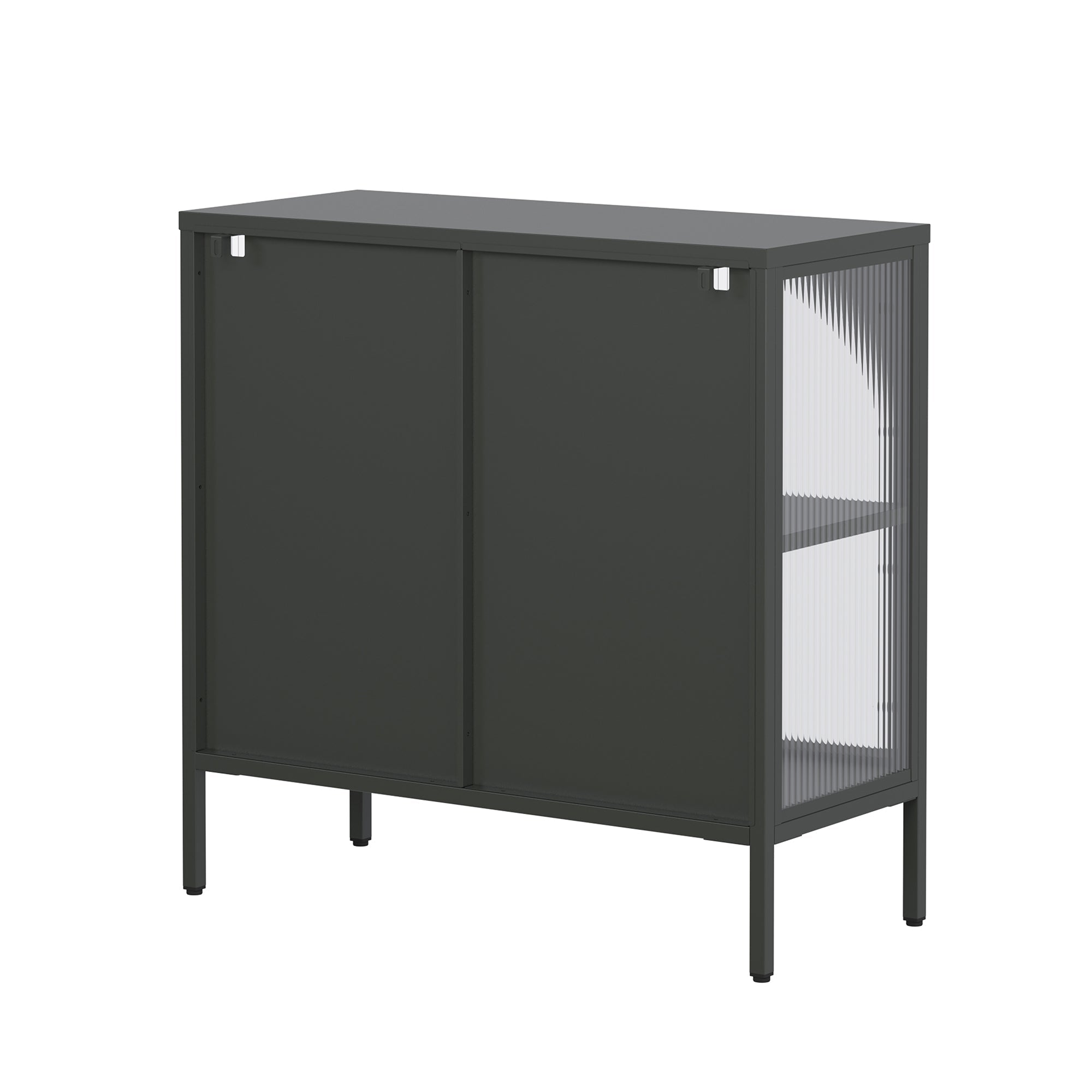 Benoît 31.56-inch Black Two Door Sideboard with Fluted Clear Doors