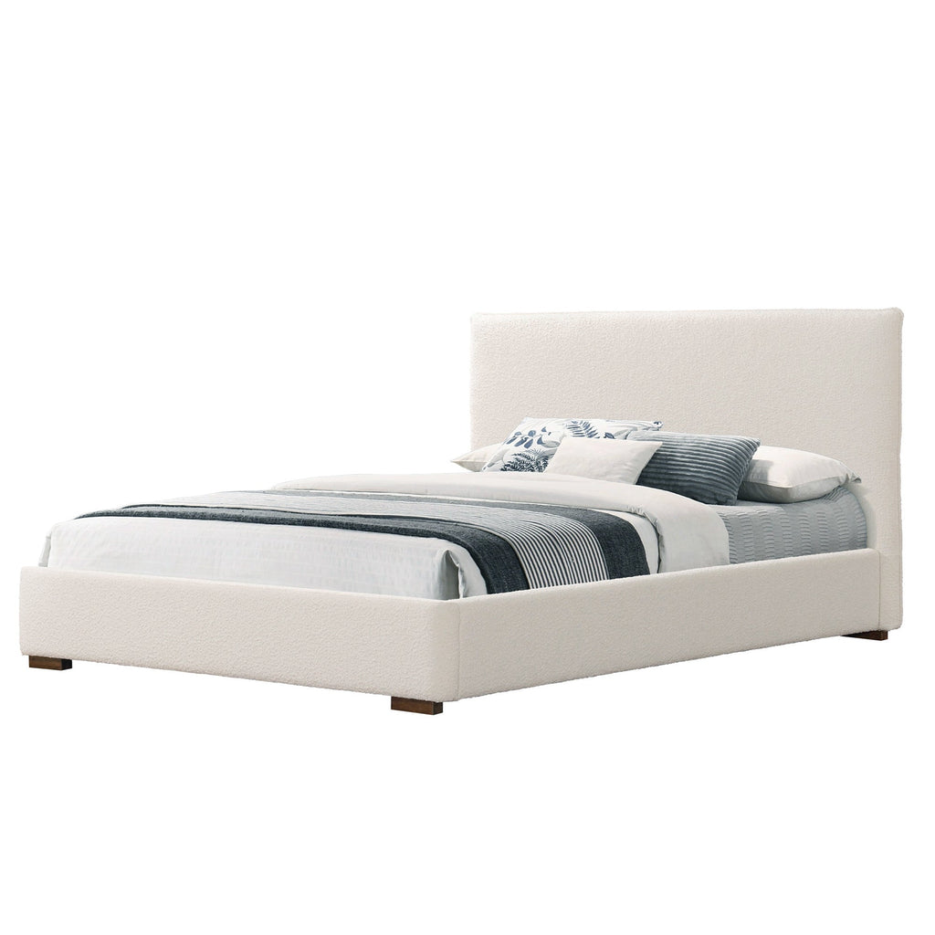 Bedwyr White Boucle Fabric Upholstered King Bed