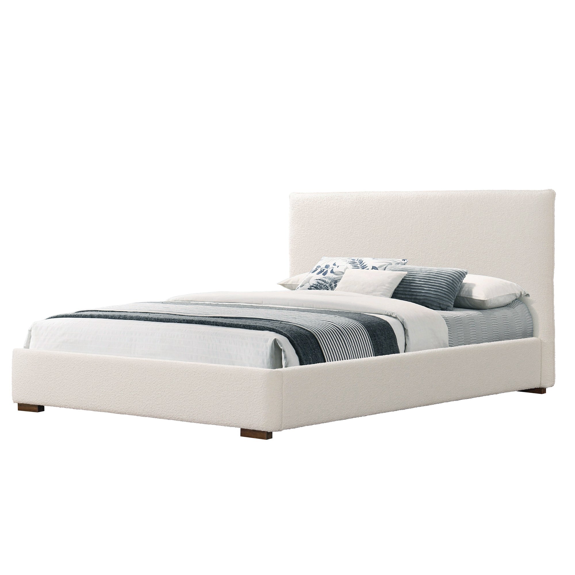 Bedwyr White Boucle Fabric Upholstered King Bed