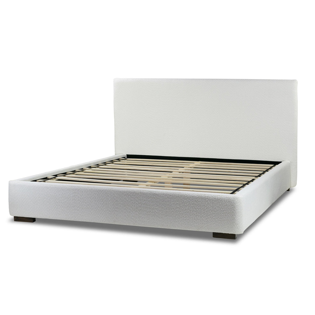 Bedwyr White Boucle Fabric Upholstered King Bed