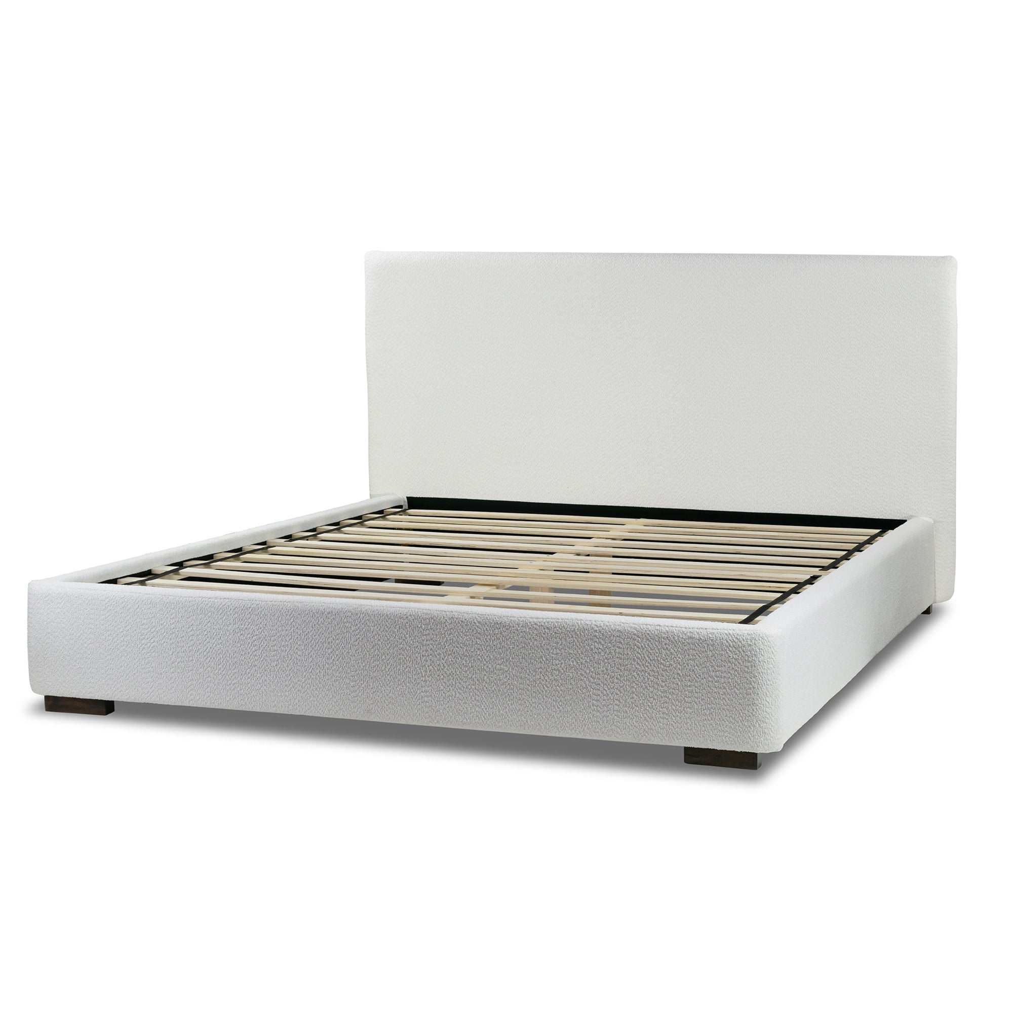 Bedwyr White Boucle Fabric Upholstered King Bed